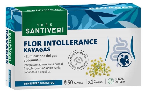 Santiveri Flor Intollerance Kavagas Eliminazione dei Gas Intestinali 30 Compresse